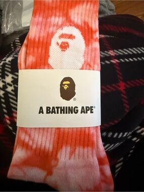 Men's Tie-Dye Crew Socks - Orange/White